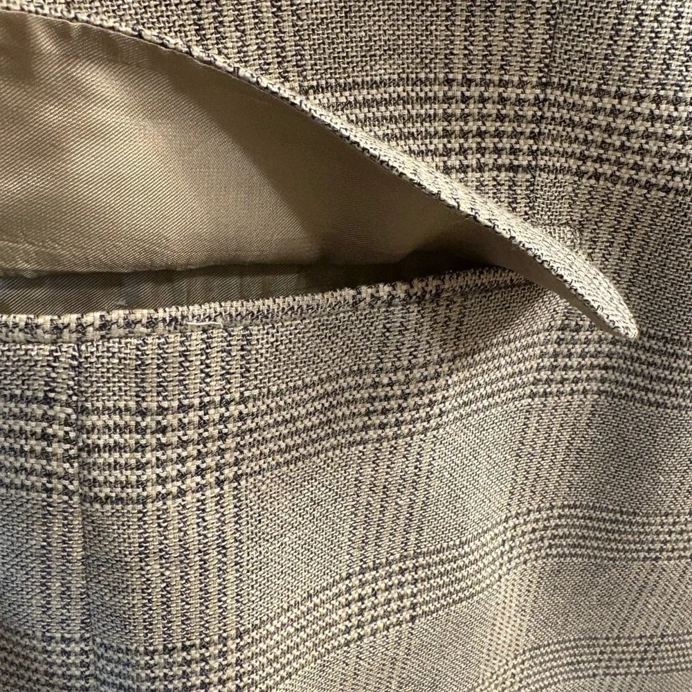 Vtg Kasper Blazer Prince Of Wales Check Beige Plaid Pattern Men’s 46R Sport Coat